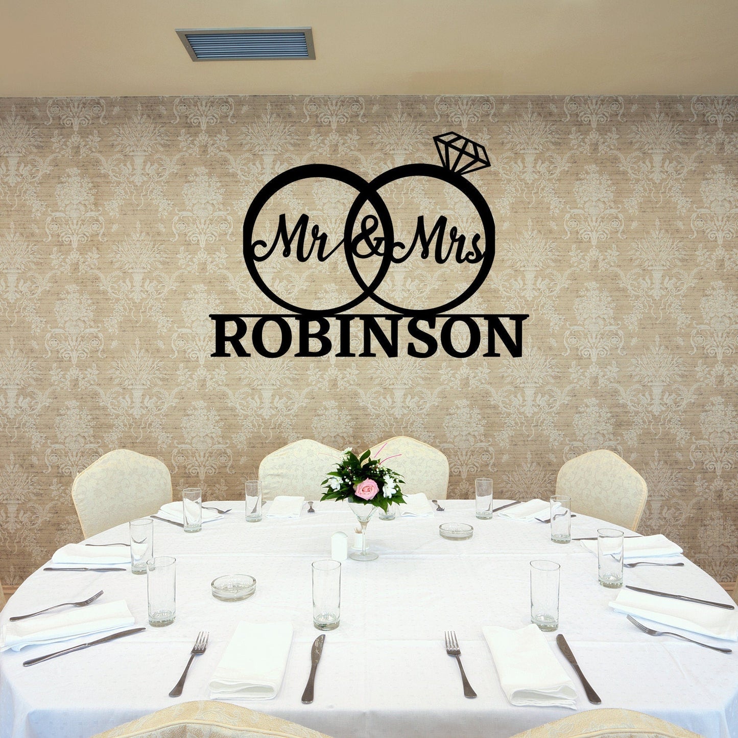 Personalized Wedding Metal Sign, Last Name Wedding Sign, Custom Wedding Wall Sign, Metal Wedding Gift, Wall Hanging Wedding Sign