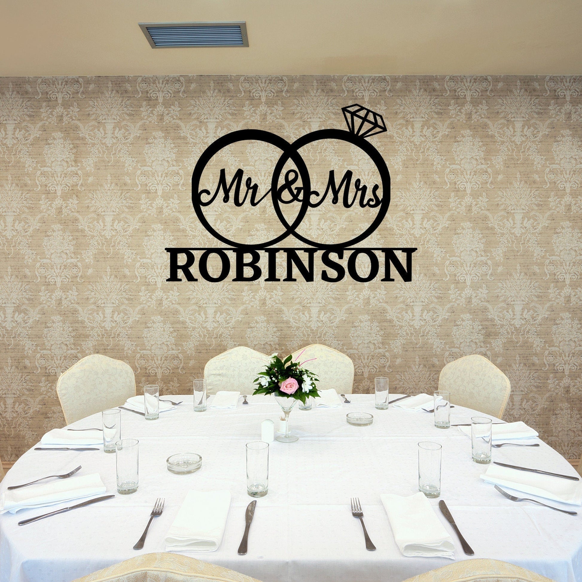 Personalized Wedding Metal Sign, Last Name Wedding Sign, Custom Wedding Wall Sign, Metal Wedding Gift, Wall Hanging Wedding Sign