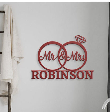 Personalized Wedding Metal Sign, Last Name Wedding Sign, Custom Wedding Wall Sign, Metal Wedding Gift, Wall Hanging Wedding Sign