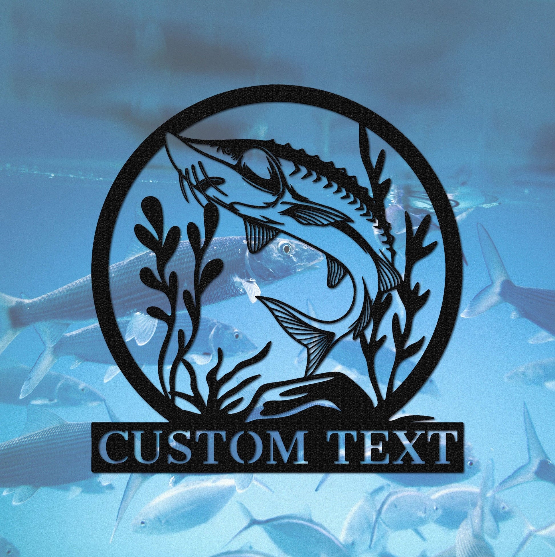 Sturgeon Fish Metal Sign, Fishing Gifts for Men, Personalized Wall Art, Fisherman Gift, Fish Metal Name Sign, Bass Fishing Metal Monogram