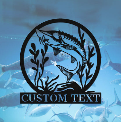 Sturgeon Fish Metal Sign, Fishing Gifts for Men, Personalized Wall Art, Fisherman Gift, Fish Metal Name Sign, Bass Fishing Metal Monogram
