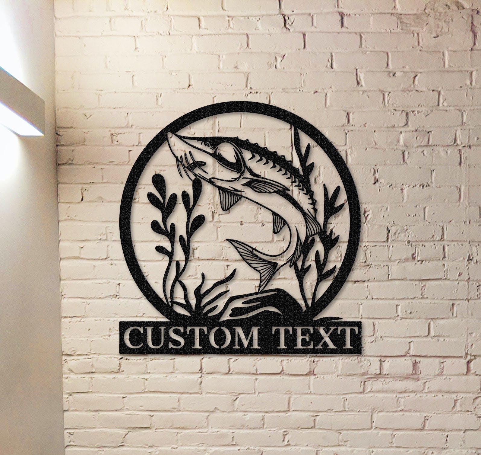 Sturgeon Fish Metal Sign, Fishing Gifts for Men, Personalized Wall Art, Fisherman Gift, Fish Metal Name Sign, Bass Fishing Metal Monogram
