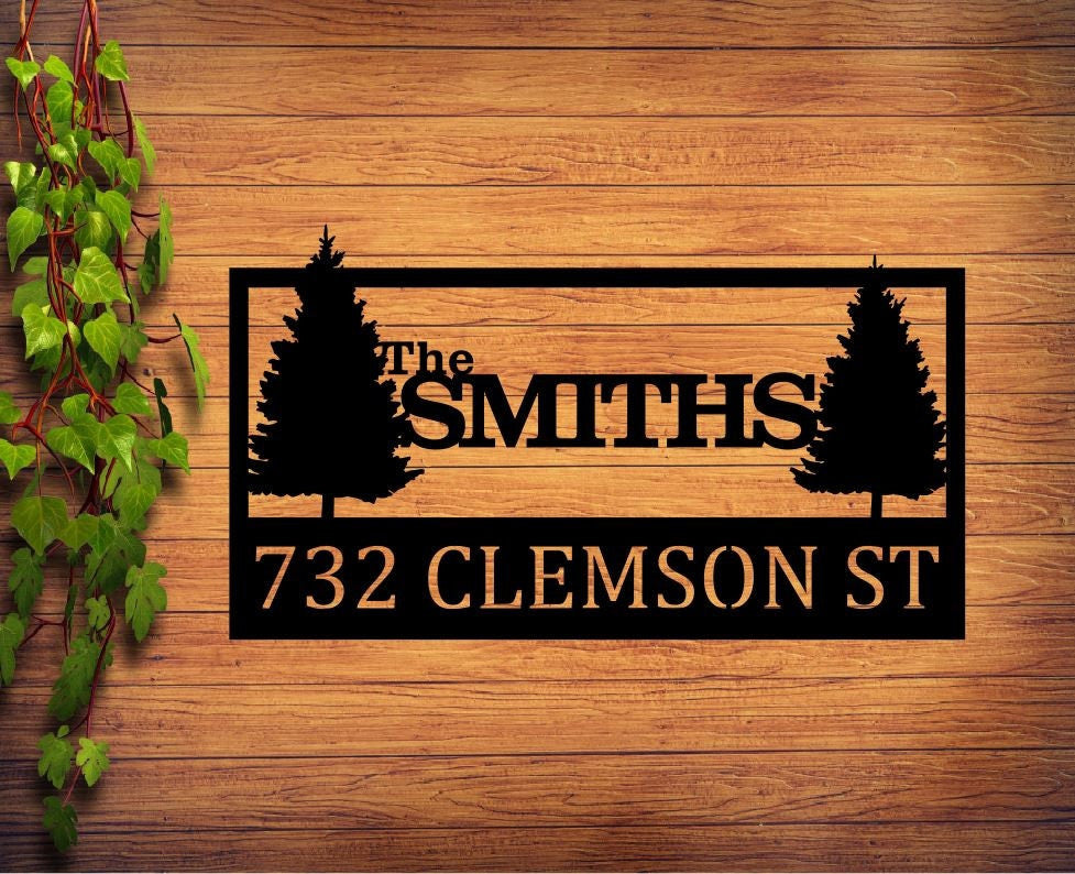 Personalized Family Name Metal Address Sign | Housewarming Gift | Wedding Gift | Nature Metal Monogram Name Sign | Nature Address Metal Sign