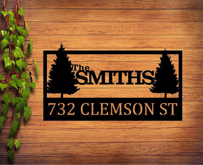 Personalized Family Name Metal Address Sign | Housewarming Gift | Wedding Gift | Nature Metal Monogram Name Sign | Nature Address Metal Sign