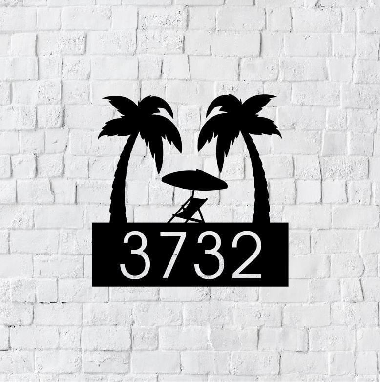 Metal House Number Sign | Palm Tree Address Sign | Modern Address | Art Decor Address Sign | Metal Address Sign | Address Plaque