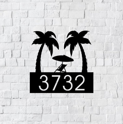 Metal House Number Sign | Palm Tree Address Sign | Modern Address | Art Decor Address Sign | Metal Address Sign | Address Plaque