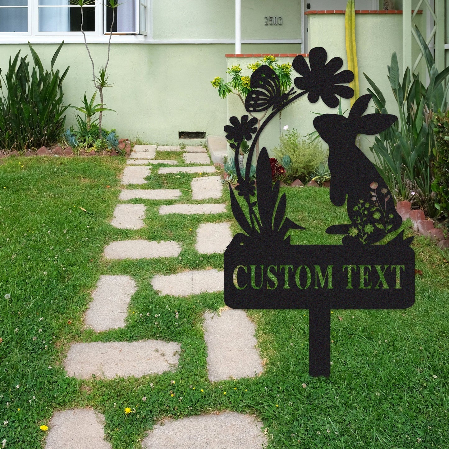 Personalized Bunny Stake Sign,Custom Rabbit Garden Decor,Year of Rabbit Gift,Pet Grave Marker,Outdoor decor,Rabbit Sign With Stake,Pet Loss