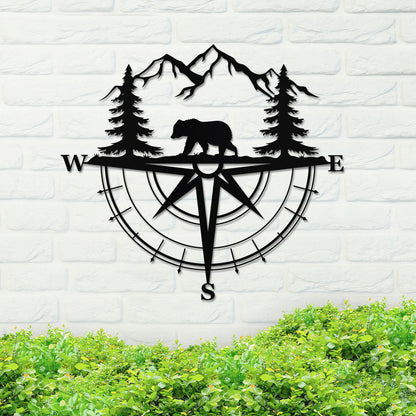 Bear Compass Sign, Bear Metal Sign, Metal Bear Sign, Bear Sign, Metal Family Sign, Housewarming Sign, Home Decor, Backyard Sign