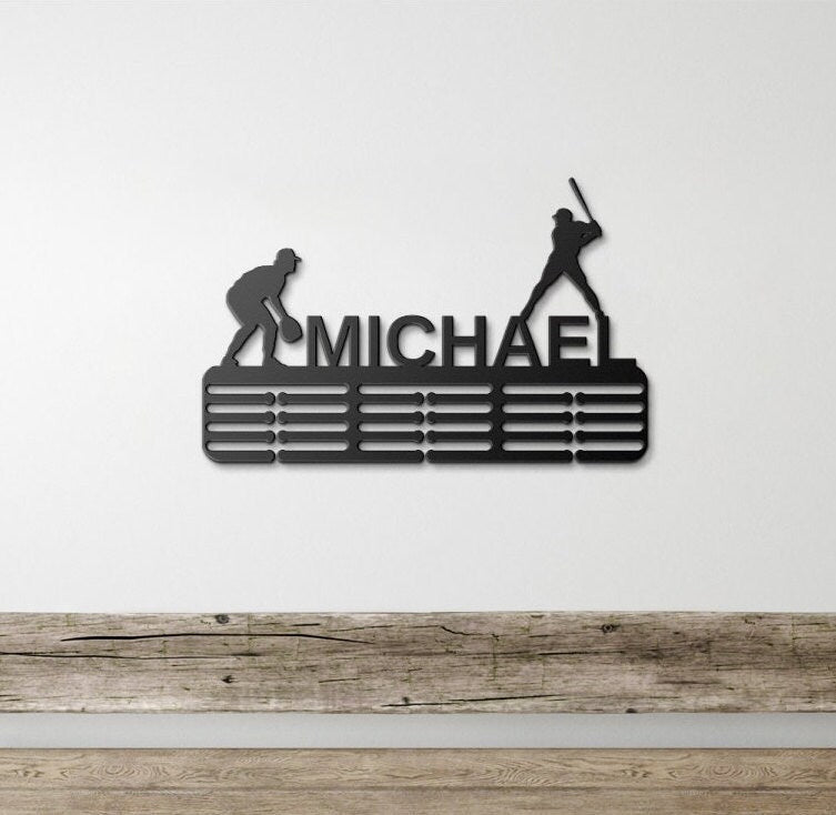 Personalized Baseball Medal Hanger, Medal Display, Medal Holder For Kids, Sports Medal Rack, Sports Metal Sign, Baseball Ornament