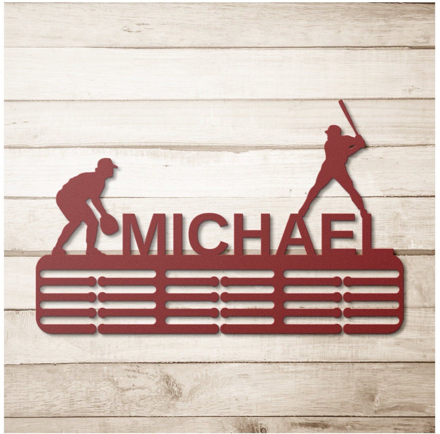Personalized Baseball Medal Hanger, Medal Display, Medal Holder For Kids, Sports Medal Rack, Sports Metal Sign, Baseball Ornament