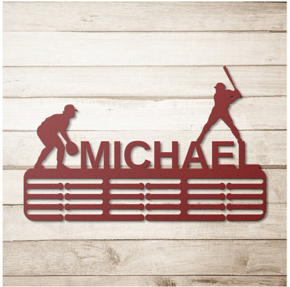 Personalized Baseball Medal Hanger, Medal Display, Medal Holder For Kids, Sports Medal Rack, Sports Metal Sign, Baseball Ornament