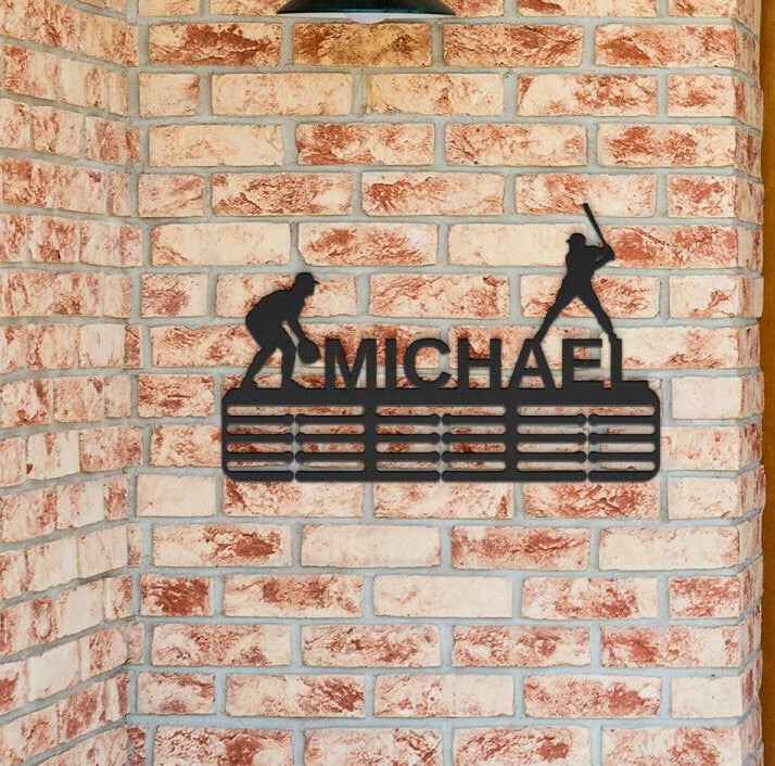 Personalized Baseball Medal Hanger, Medal Display, Medal Holder For Kids, Sports Medal Rack, Sports Metal Sign, Baseball Ornament