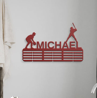 Personalized Baseball Medal Hanger, Medal Display, Medal Holder For Kids, Sports Medal Rack, Sports Metal Sign, Baseball Ornament