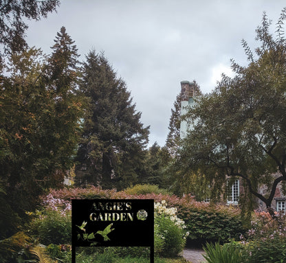 Custom Garden Sign,Garden Metal Art,Garden Sign with Stakes,Yard Sign,Address Sign,Personalized Garden Sign Name,Metal Garden Sign