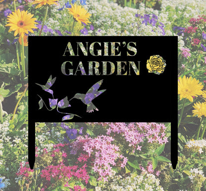 Custom Garden Sign,Garden Metal Art,Garden Sign with Stakes,Yard Sign,Address Sign,Personalized Garden Sign Name,Metal Garden Sign