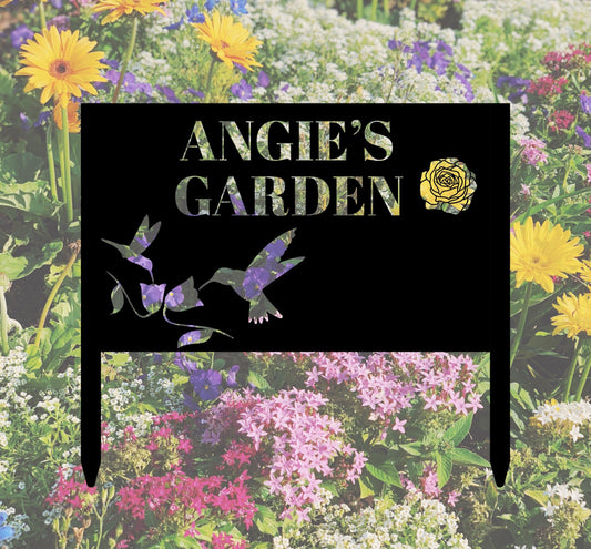 Custom Garden Sign,Garden Metal Art,Garden Sign with Stakes,Yard Sign,Address Sign,Personalized Garden Sign Name,Metal Garden Sign