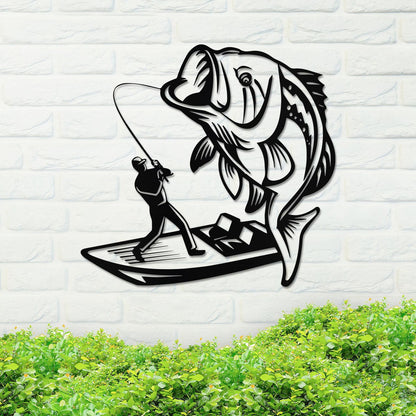 Metal Boat Fishing Sign, Boat Fishing Sign, Metal Fishing Sign, Metal Fish Sign, Metal Wall Art, Home Decor, Backyard Sign, Outdoor Decor