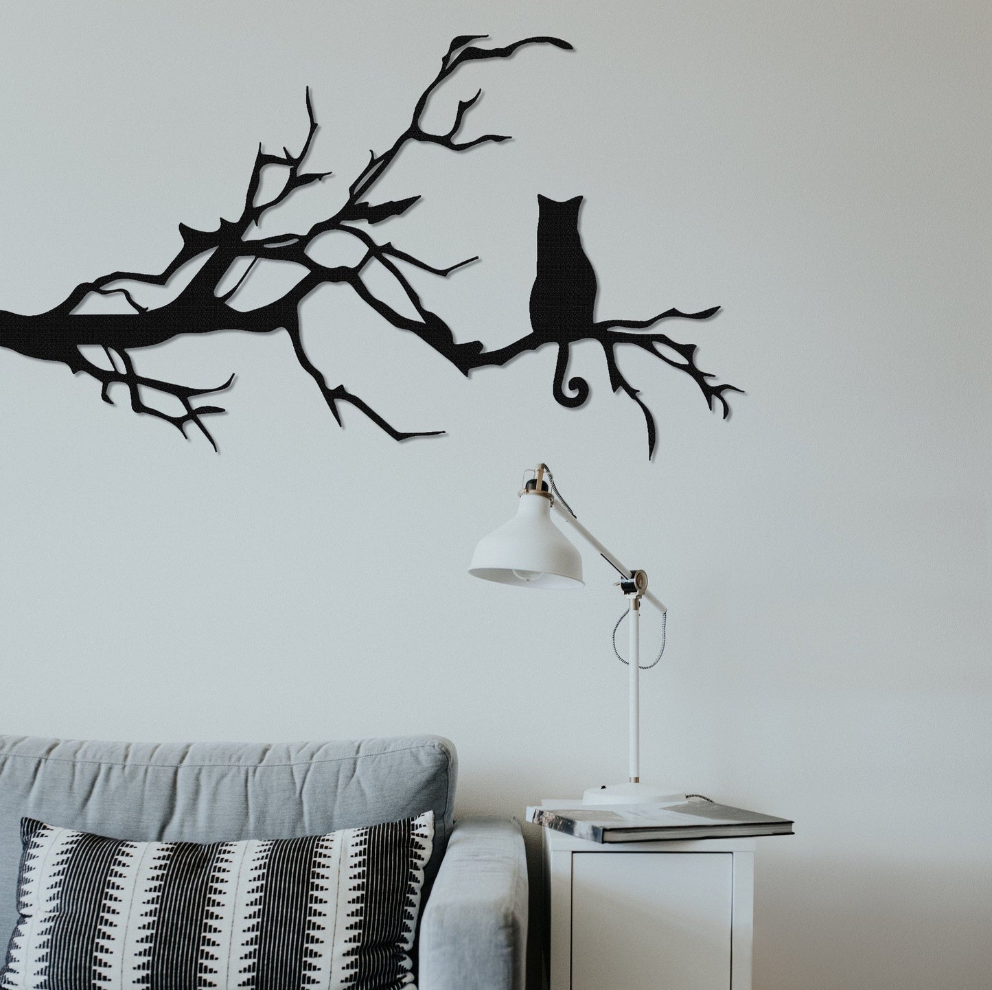 Cat on the tress Sign,Metal Cat Decor,Cat Wall Art,Cat Wall Decor,Housewarming Gift,Cat Metal Art,Room Decoration,Indoor Decor