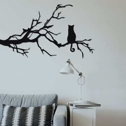 Cat on the tress Sign,Metal Cat Decor,Cat Wall Art,Cat Wall Decor,Housewarming Gift,Cat Metal Art,Room Decoration,Indoor Decor