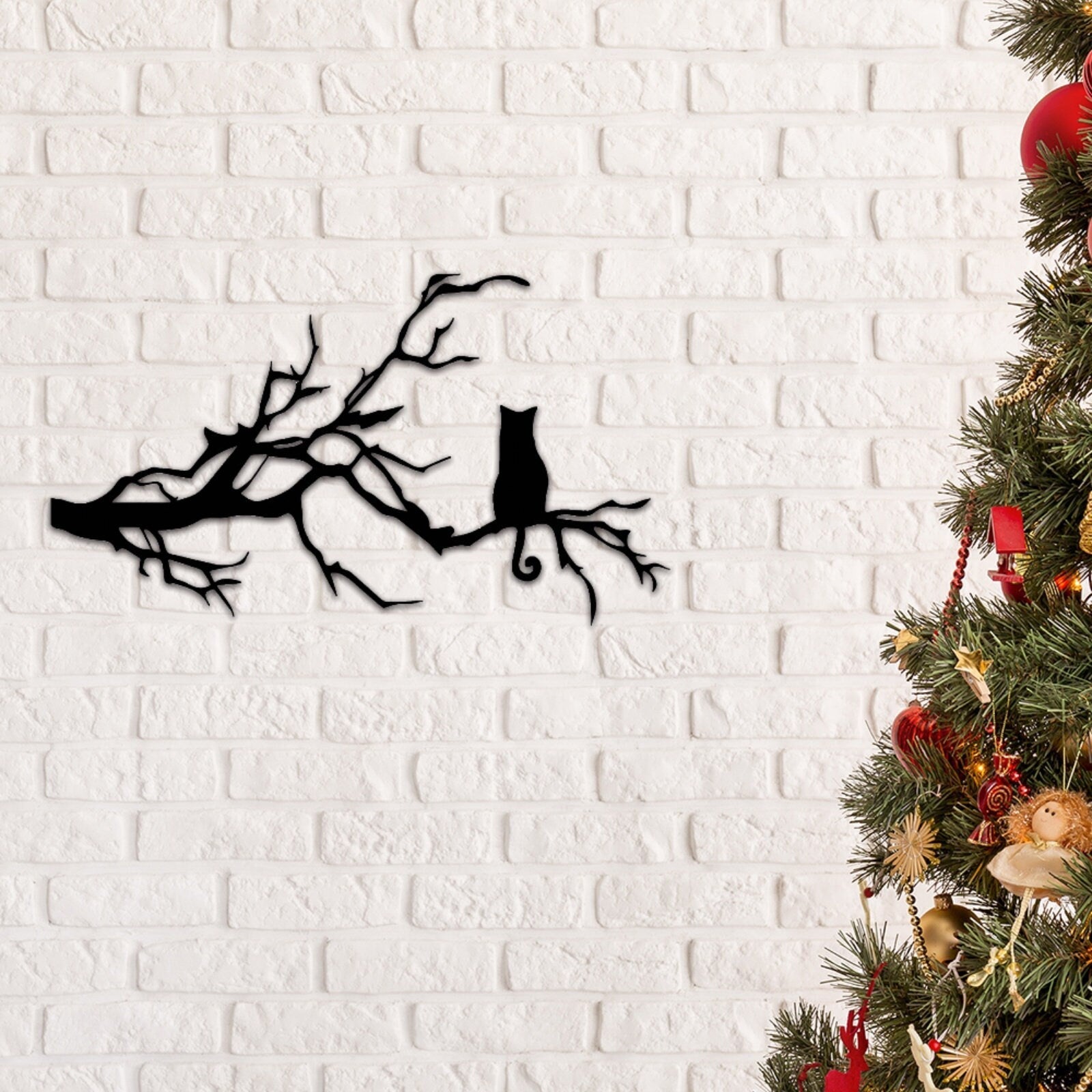 Cat on the tress Sign,Metal Cat Decor,Cat Wall Art,Cat Wall Decor,Housewarming Gift,Cat Metal Art,Room Decoration,Indoor Decor