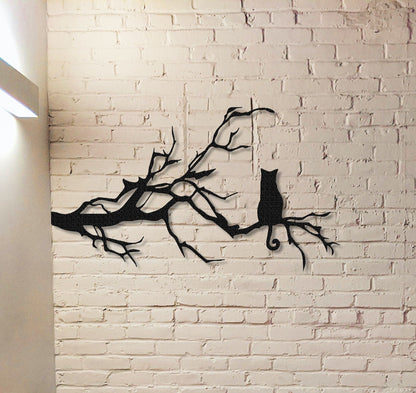 Cat on the tress Sign,Metal Cat Decor,Cat Wall Art,Cat Wall Decor,Housewarming Gift,Cat Metal Art,Room Decoration,Indoor Decor