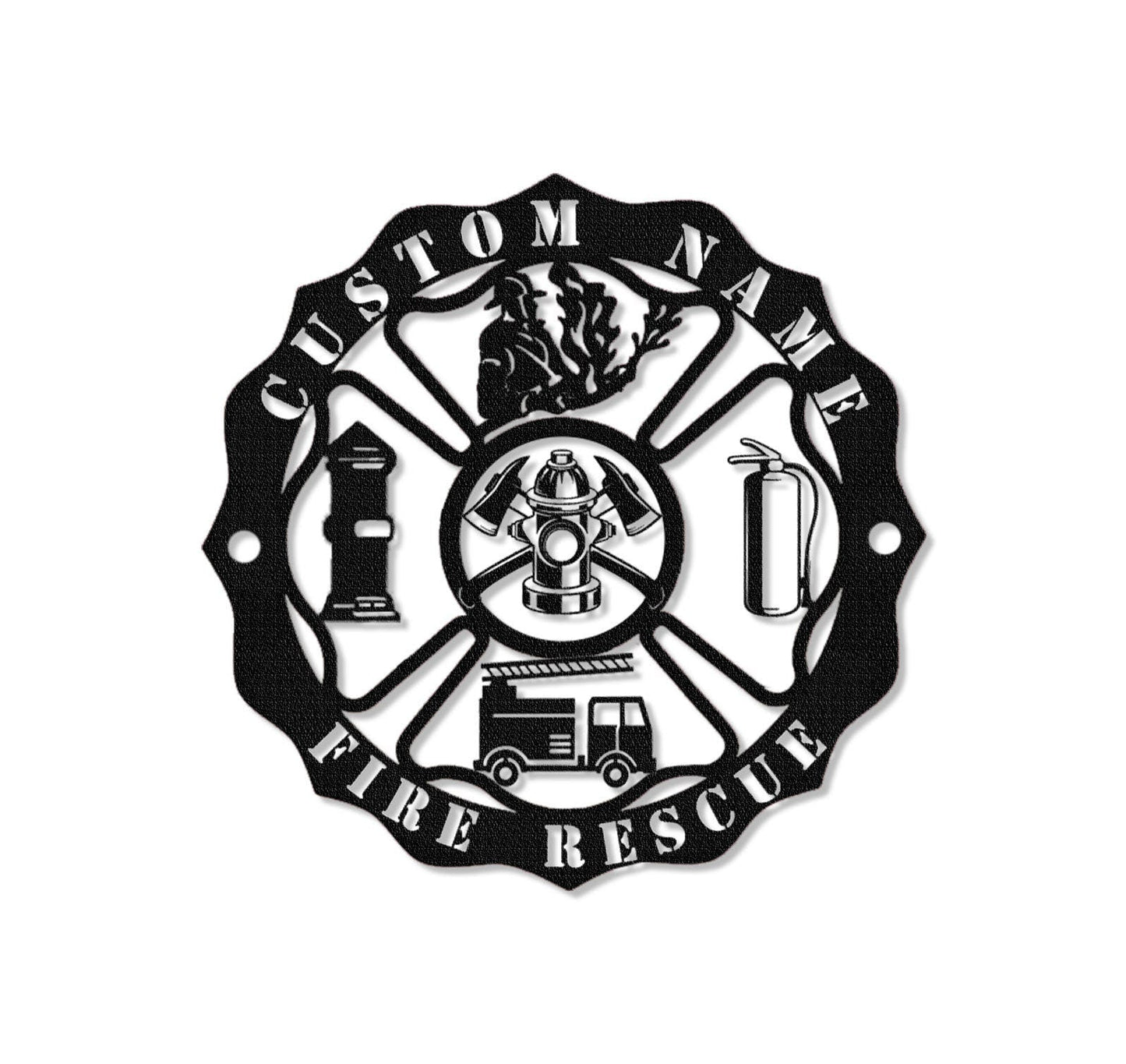 Firefighter Metal Sign,Custom Maltese Cross Sign,Fireman Sign,First Responder Gift,Fire Department Monogram,Fire house metal sign