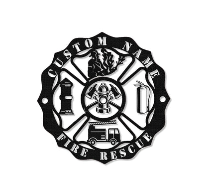 Firefighter Metal Sign,Custom Maltese Cross Sign,Fireman Sign,First Responder Gift,Fire Department Monogram,Fire house metal sign