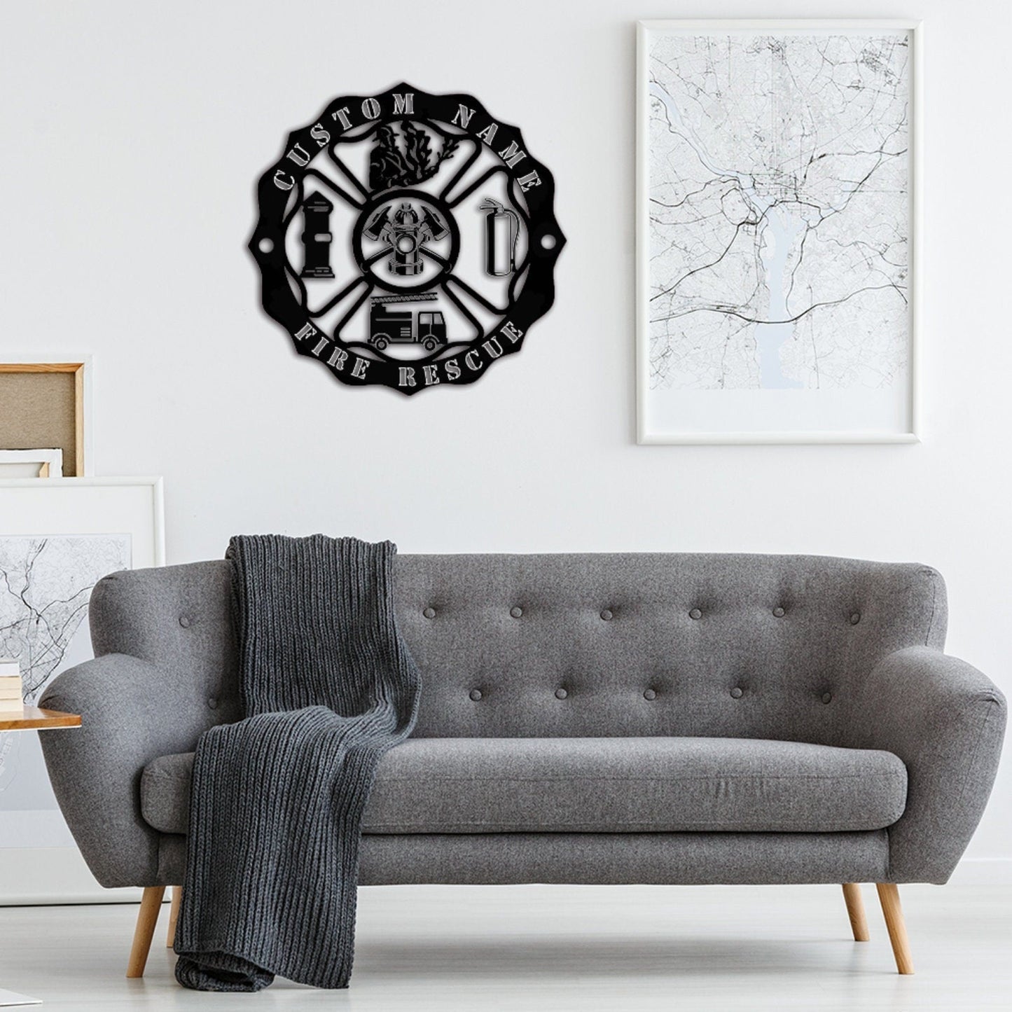 Firefighter Metal Sign,Custom Maltese Cross Sign,Fireman Sign,First Responder Gift,Fire Department Monogram,Fire house metal sign