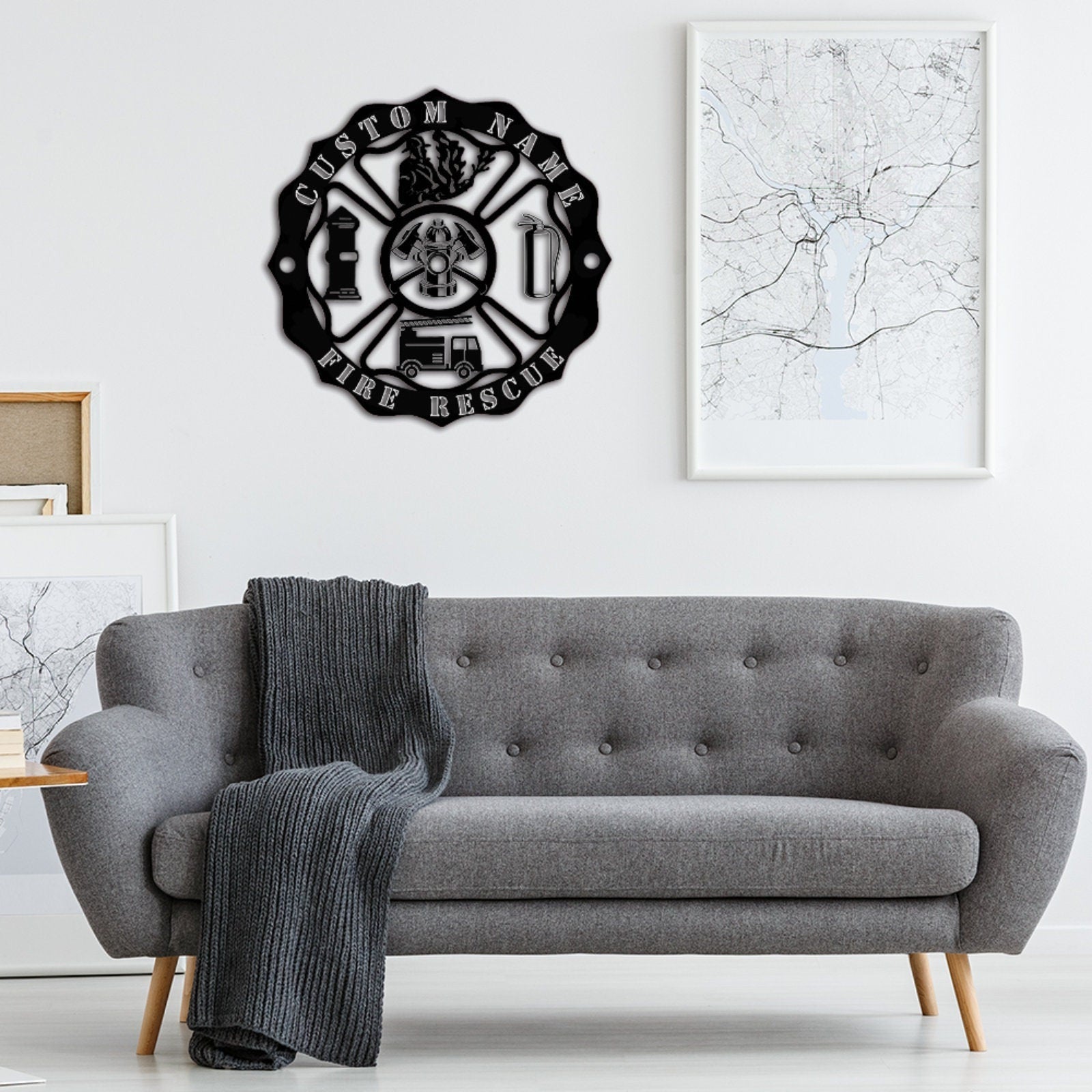 Firefighter Metal Sign,Custom Maltese Cross Sign,Fireman Sign,First Responder Gift,Fire Department Monogram,Fire house metal sign