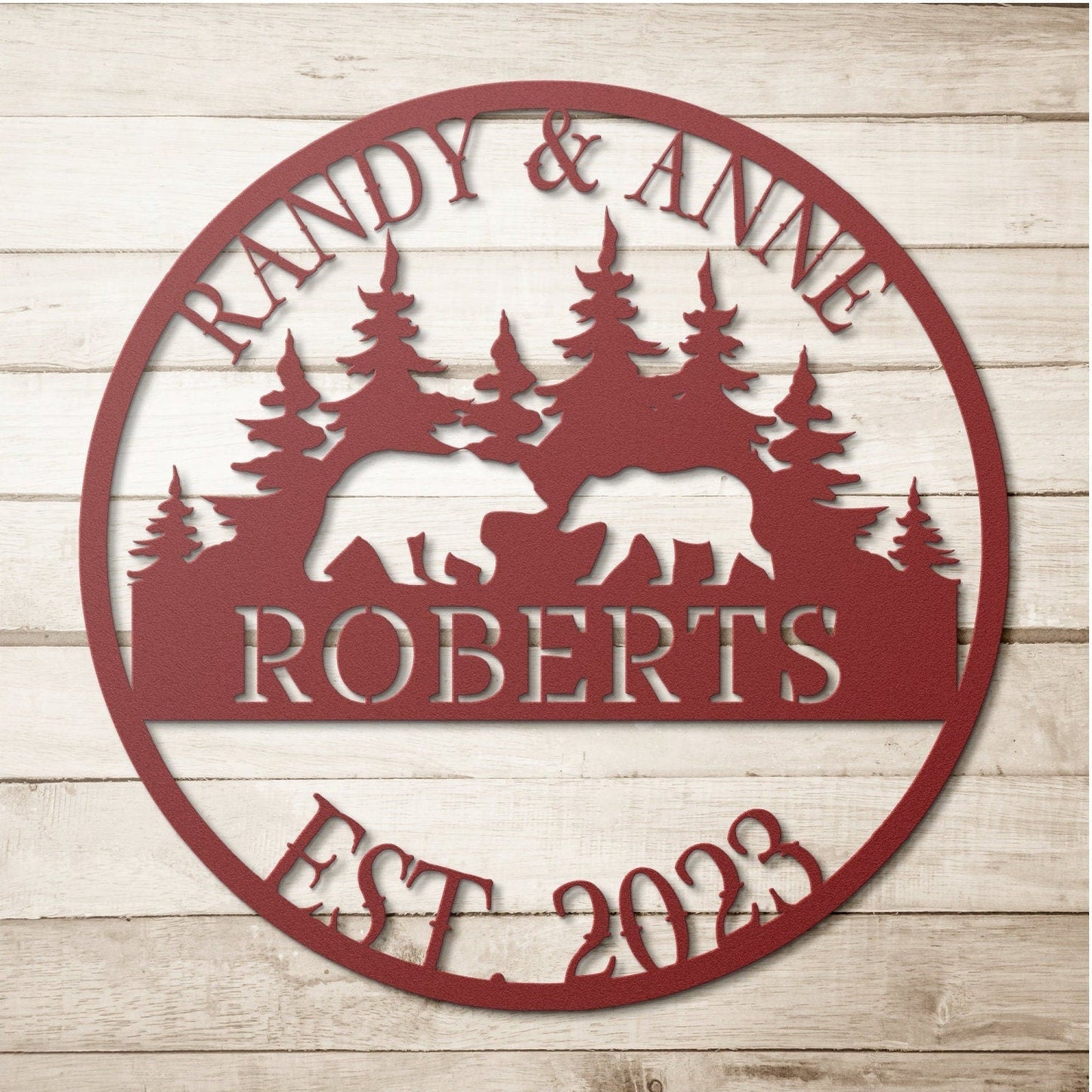 Metal Wedding Sign, Last Name Established Sign, Family Name Sign, Wedding Monogram, Bear Family Sign, Couple Gift, Last Name Sign,