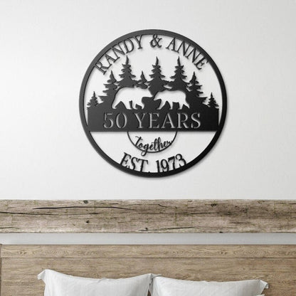 50th Anniversary Gift, Anniversary Gift For Parents, Golden Anniversary, 50 Year Anniversary Sign, Wedding Anniversary, Bear Family Sign