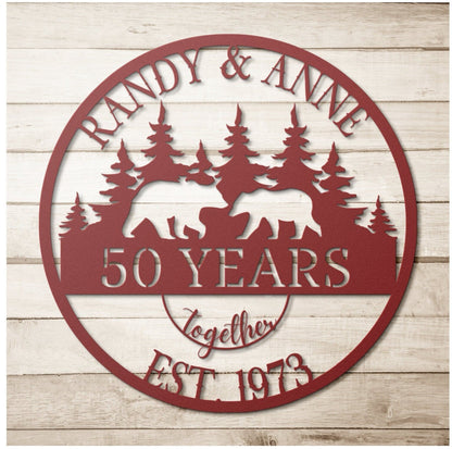 50th Anniversary Gift, Anniversary Gift For Parents, Golden Anniversary, 50 Year Anniversary Sign, Wedding Anniversary, Bear Family Sign