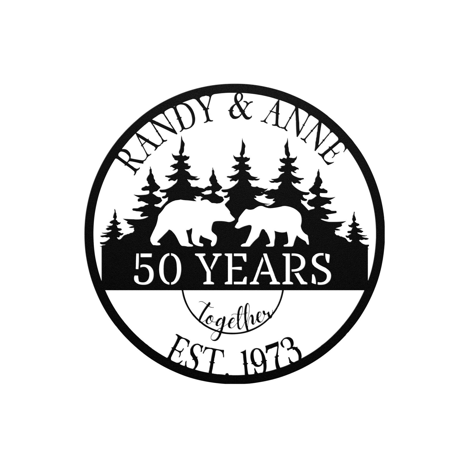 50th Anniversary Gift, Anniversary Gift For Parents, Golden Anniversary, 50 Year Anniversary Sign, Wedding Anniversary, Bear Family Sign