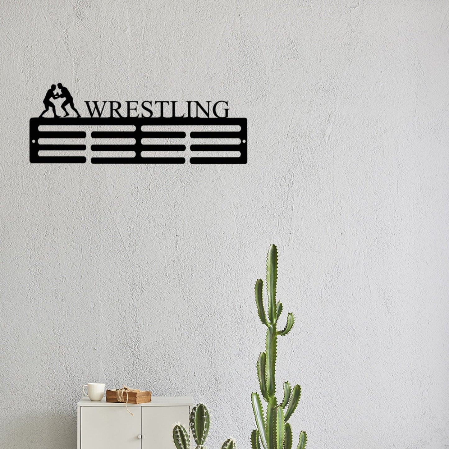 Customize Men's Wrestling Sport Medal Hanger Metal Sign, Medal Holder metal sign