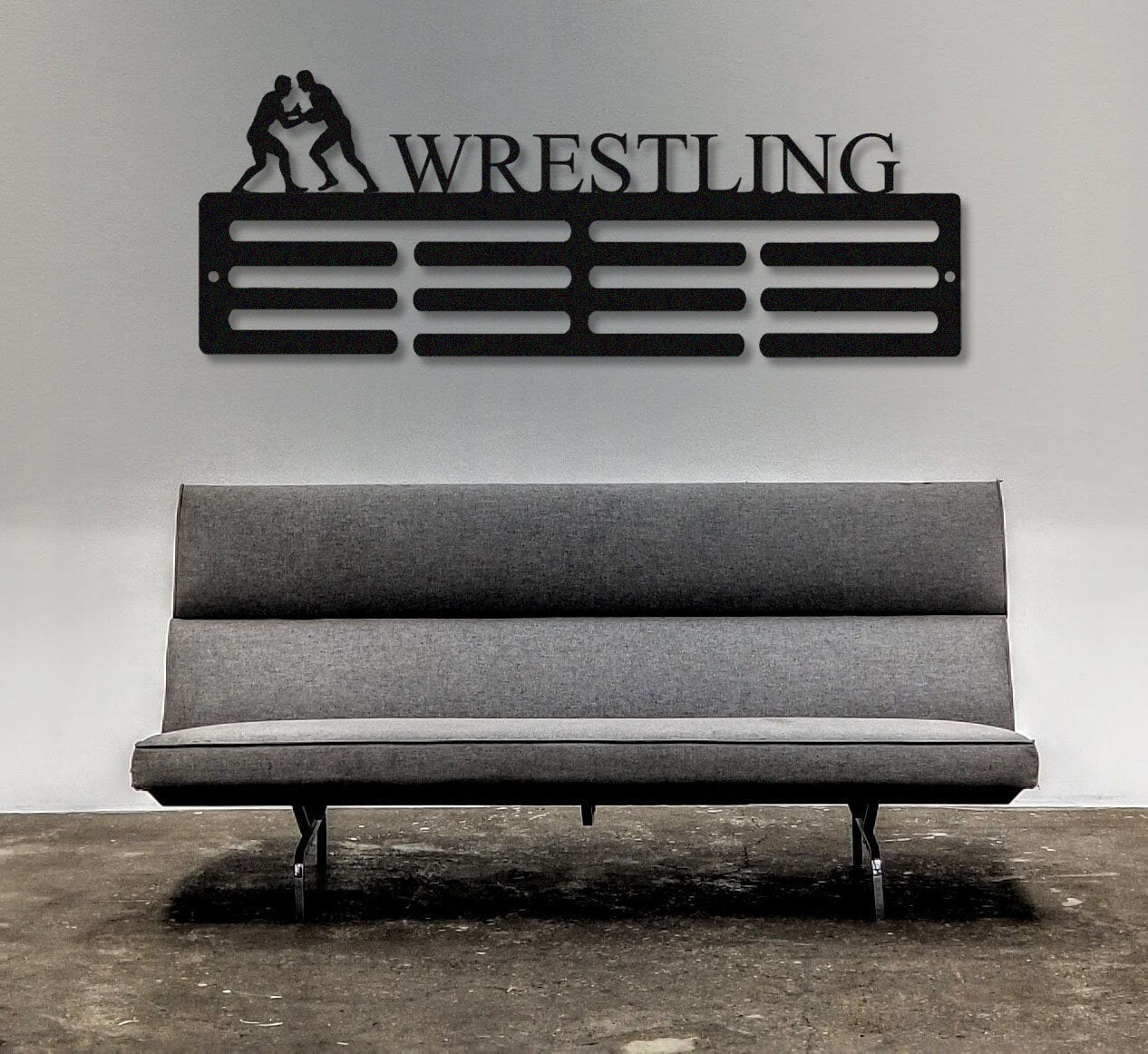Customize Men's Wrestling Sport Medal Hanger Metal Sign, Medal Holder metal sign