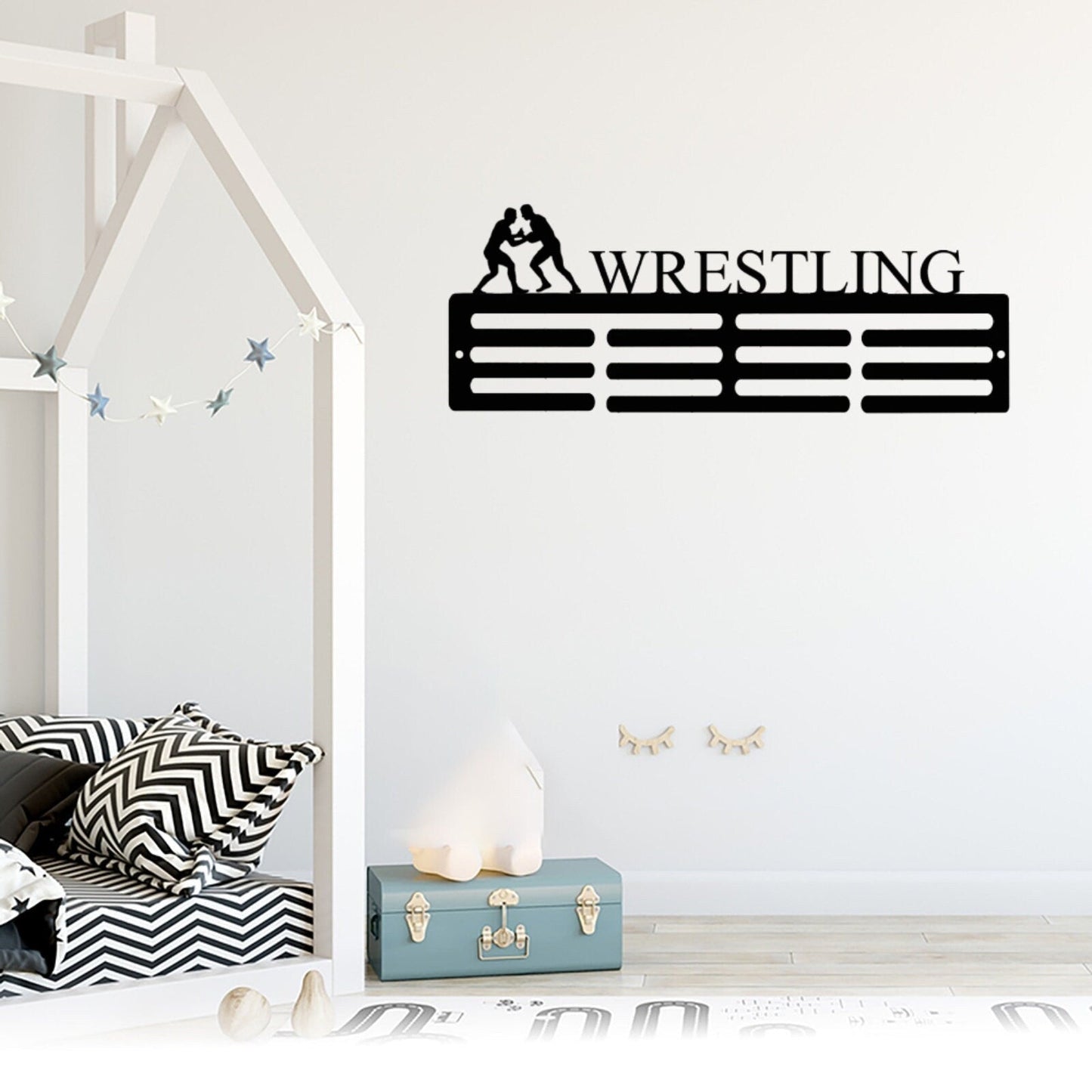Customize Men's Wrestling Sport Medal Hanger Metal Sign, Medal Holder metal sign