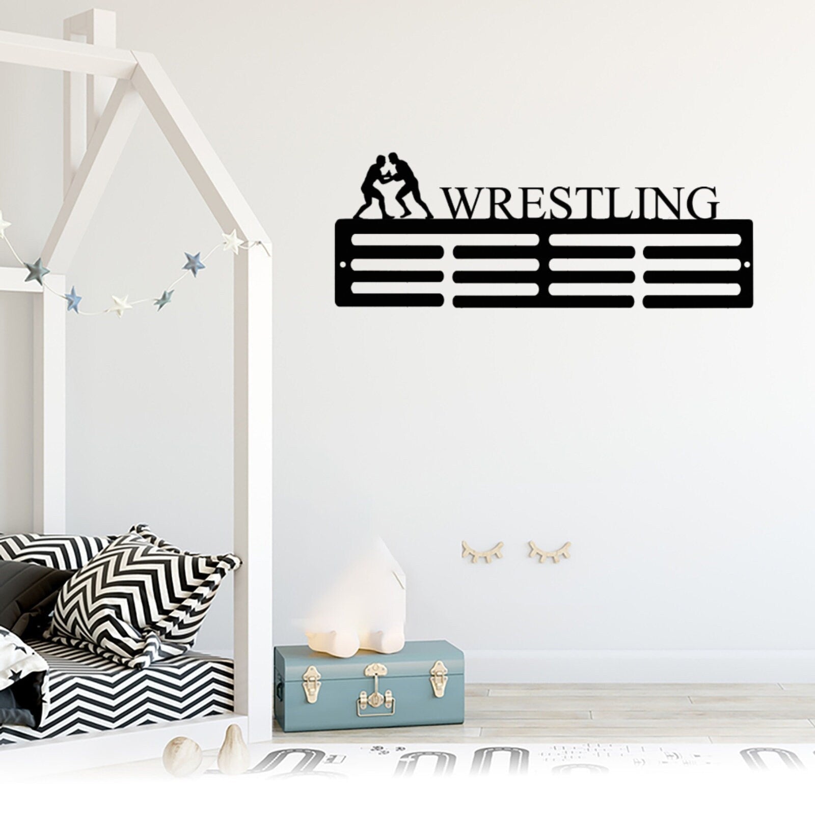 Customize Men's Wrestling Sport Medal Hanger Metal Sign, Medal Holder metal sign