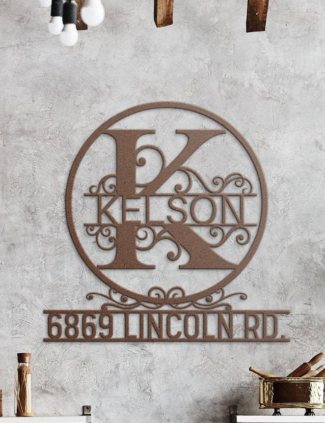 Personalized Family Name Metal Sign, Large House Number, Metal Monogram Sign, Last Name Sign, Housewarming Gift, Custom Metal Name Sign