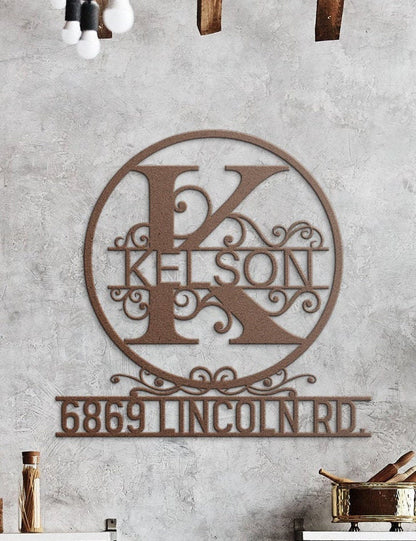 Personalized Family Name Metal Sign, Large House Number, Metal Monogram Sign, Last Name Sign, Housewarming Gift, Custom Metal Name Sign