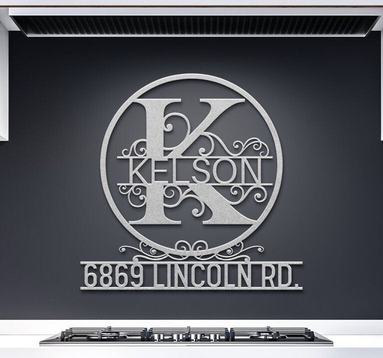 Personalized Family Name Metal Sign, Large House Number, Metal Monogram Sign, Last Name Sign, Housewarming Gift, Custom Metal Name Sign