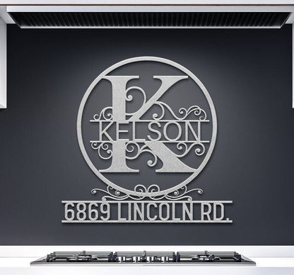 Personalized Family Name Metal Sign, Large House Number, Metal Monogram Sign, Last Name Sign, Housewarming Gift, Custom Metal Name Sign