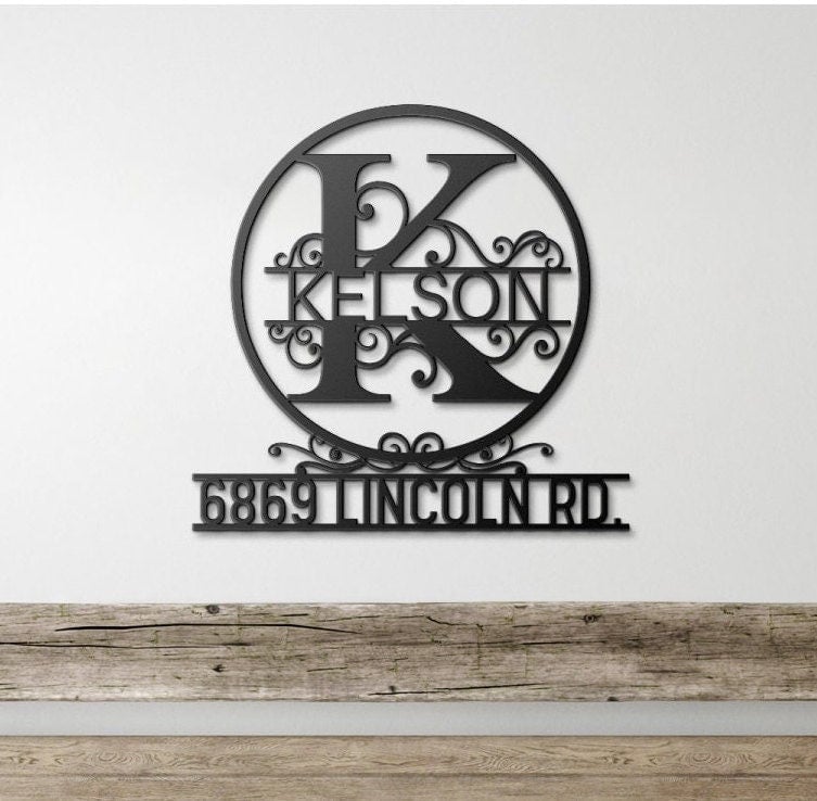 Personalized Family Name Metal Sign, Large House Number, Metal Monogram Sign, Last Name Sign, Housewarming Gift, Custom Metal Name Sign