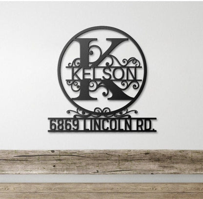 Personalized Family Name Metal Sign, Large House Number, Metal Monogram Sign, Last Name Sign, Housewarming Gift, Custom Metal Name Sign