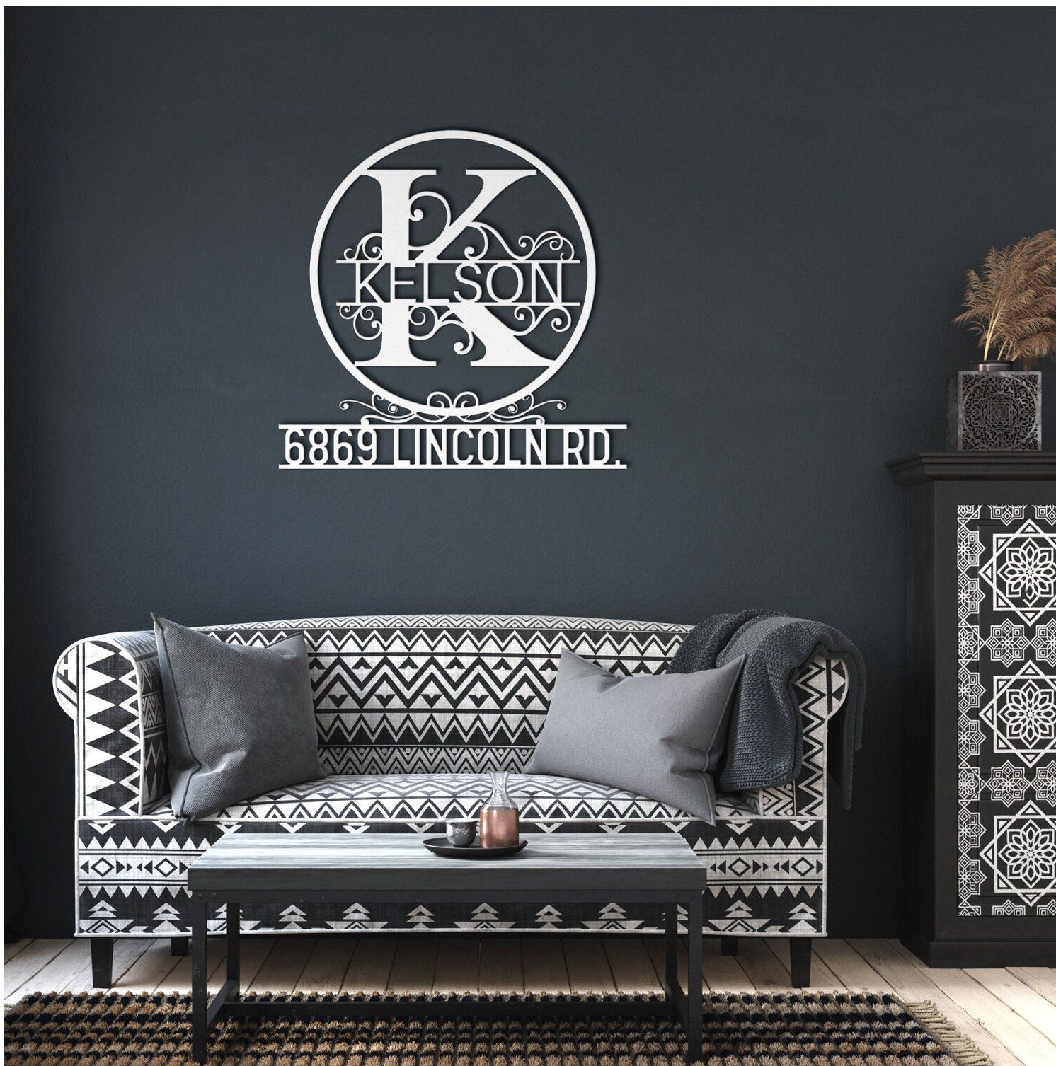 Personalized Family Name Metal Sign, Large House Number, Metal Monogram Sign, Last Name Sign, Housewarming Gift, Custom Metal Name Sign