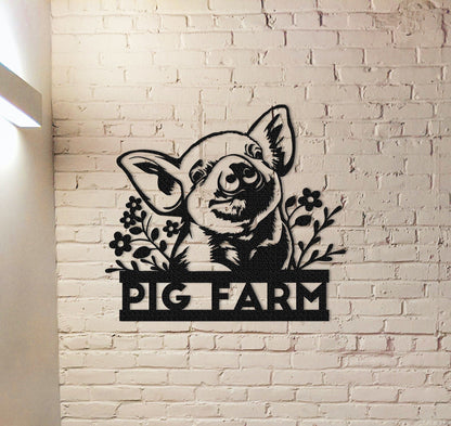 Custom Pig Metal Sign,Personalized Pig Farm Sign,Pig Wall Art,Metal Pig Farmhouse Decor,Farmer Gift,Farm Decor,Outdoor decor