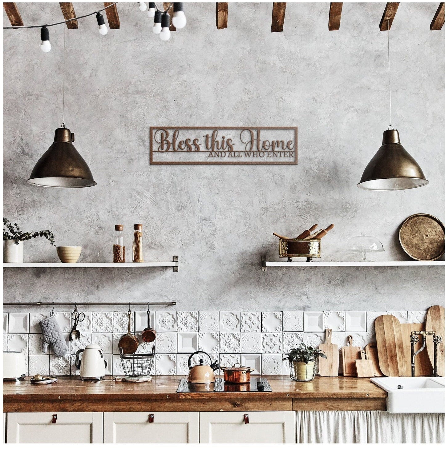 Bless This Home Metal Wall Art, Large Bless Our Home Sign, Housewarming Gift, Wall Hanging Metal Art, Bless This Home Metal Sign, New Home