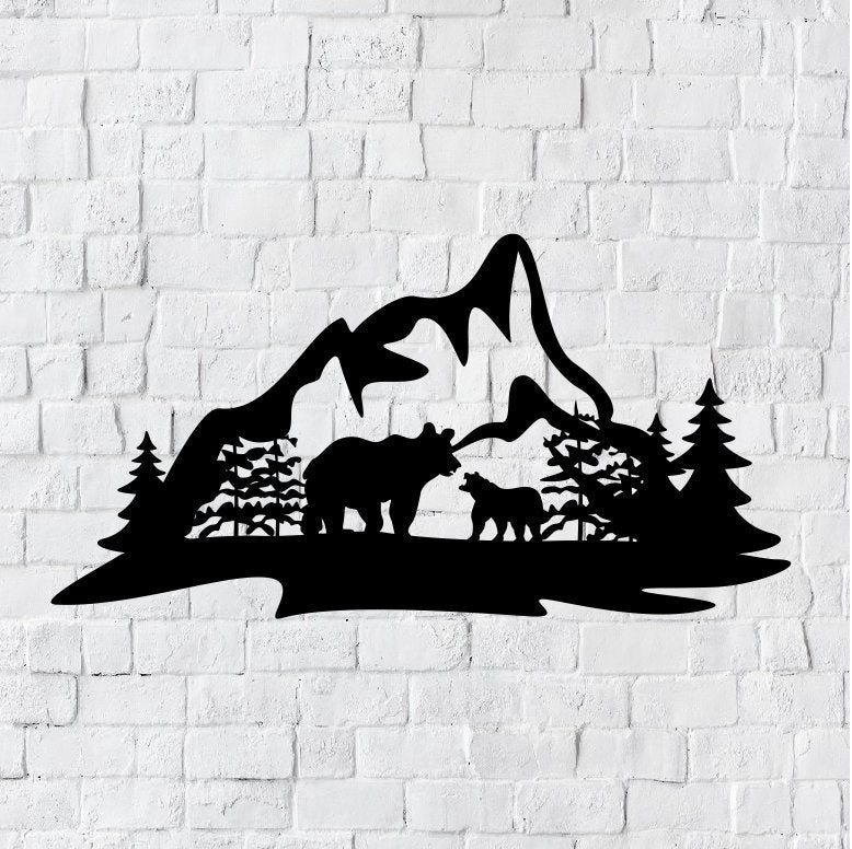 Mountain Metal Home Decor / Bear Mountain Wall Art / Mountain Bear Metal Wall Art / Metal Wall Art / Wall Art / Metal Wall Decor