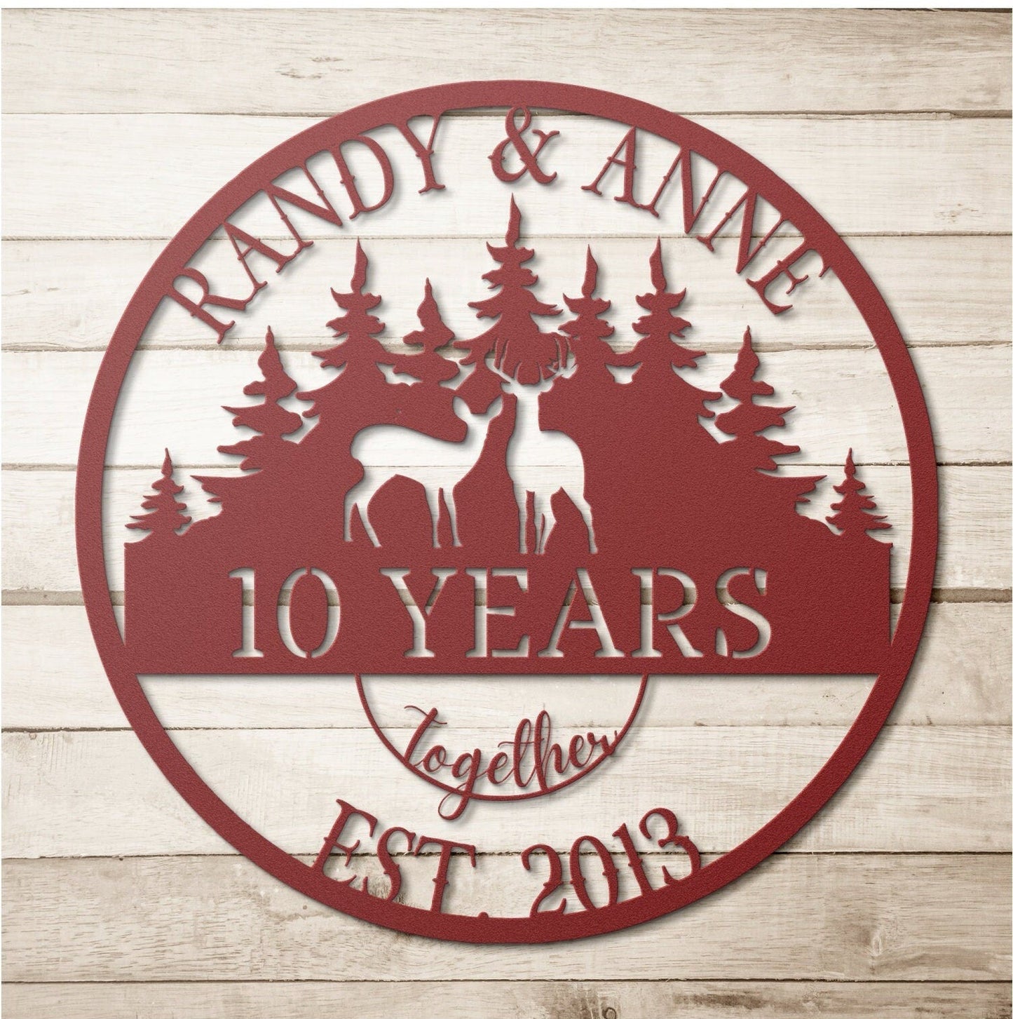 Personalized 0th Anniversary Gift, Wedding Anniversary Metal Sign, Deers Monogram, Wedding Monogram, Gift For Parents, Parents Anniversary