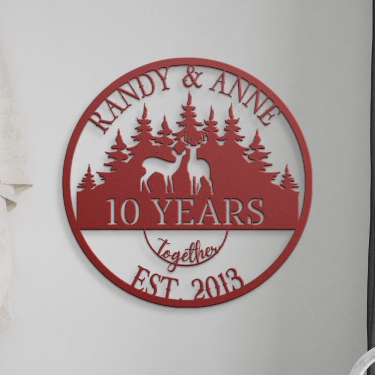 Personalized 0th Anniversary Gift, Wedding Anniversary Metal Sign, Deers Monogram, Wedding Monogram, Gift For Parents, Parents Anniversary