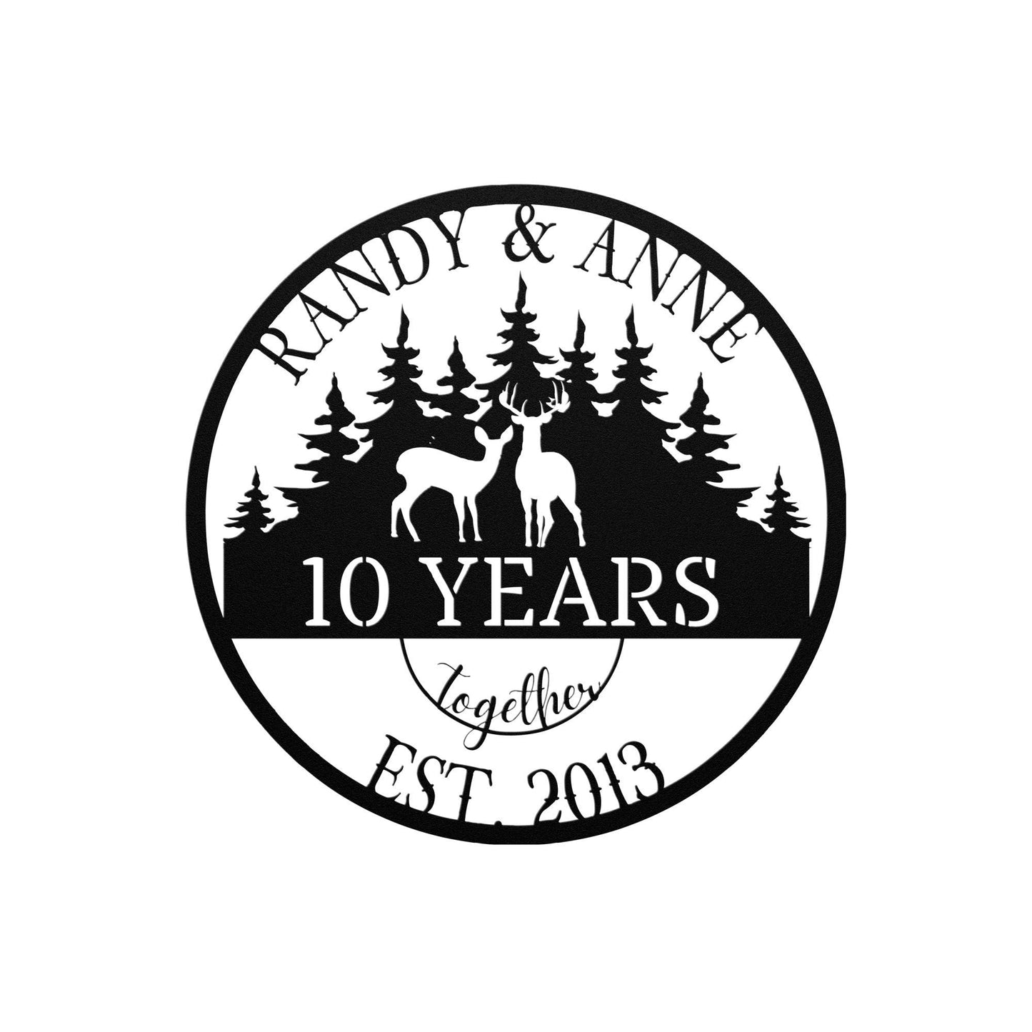Personalized 0th Anniversary Gift, Wedding Anniversary Metal Sign, Deers Monogram, Wedding Monogram, Gift For Parents, Parents Anniversary